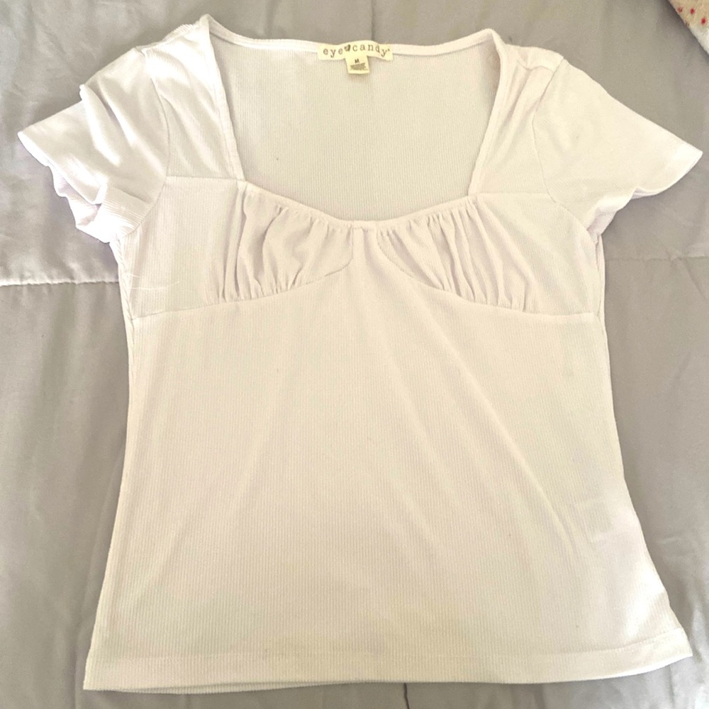 White Square Neck Shirt